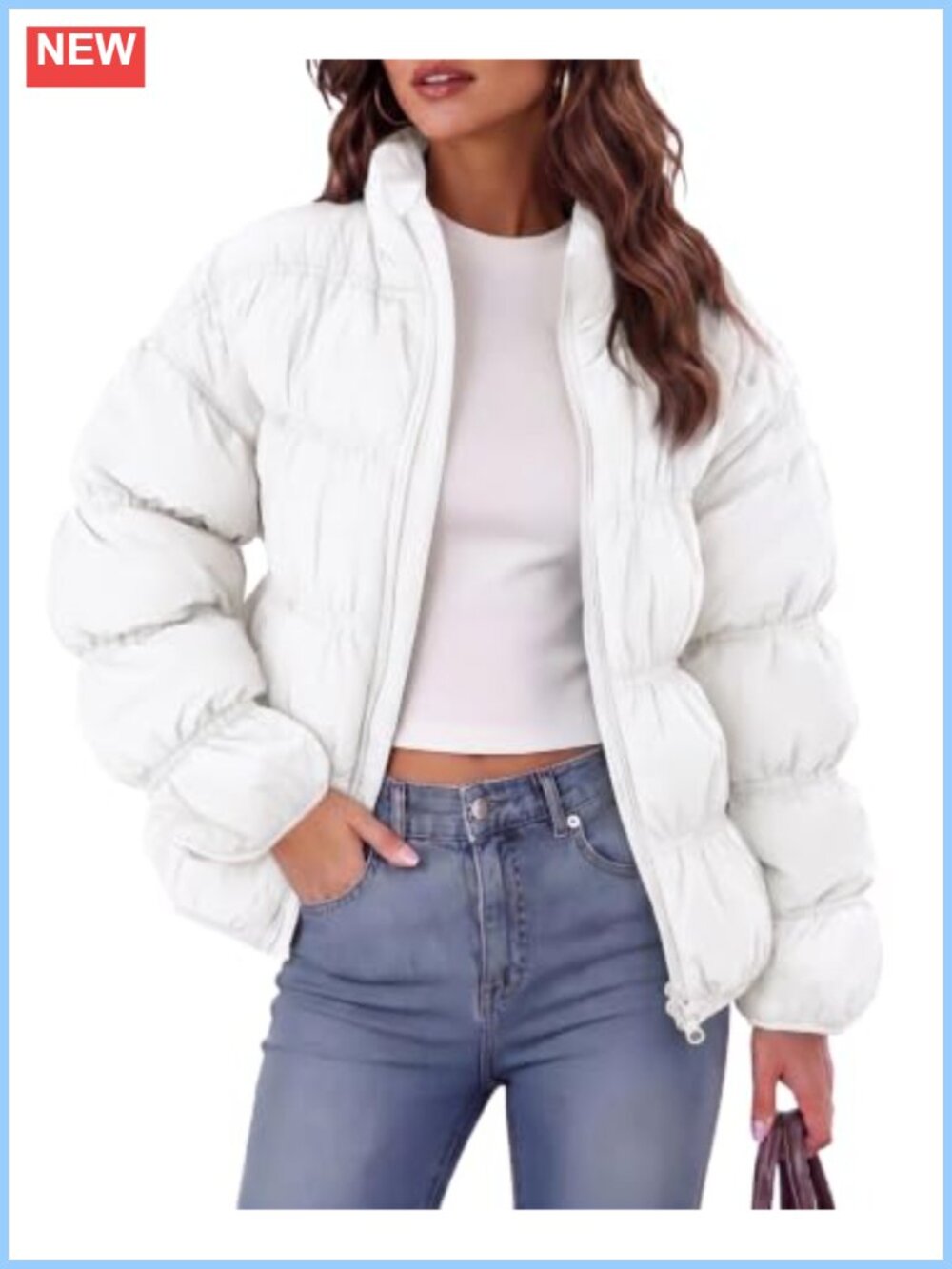 Women's Winter Puffer Jacket Zip Up Quilted Warm Coat Oversized